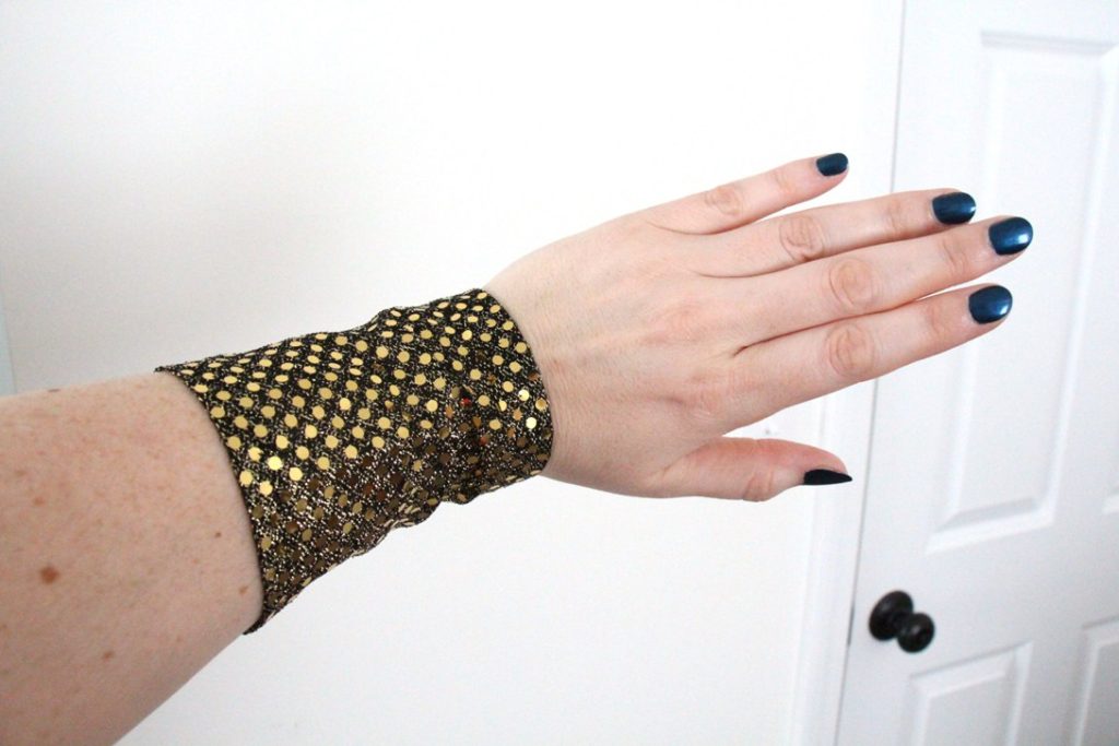 The back of my black and gold sequined bracelet.