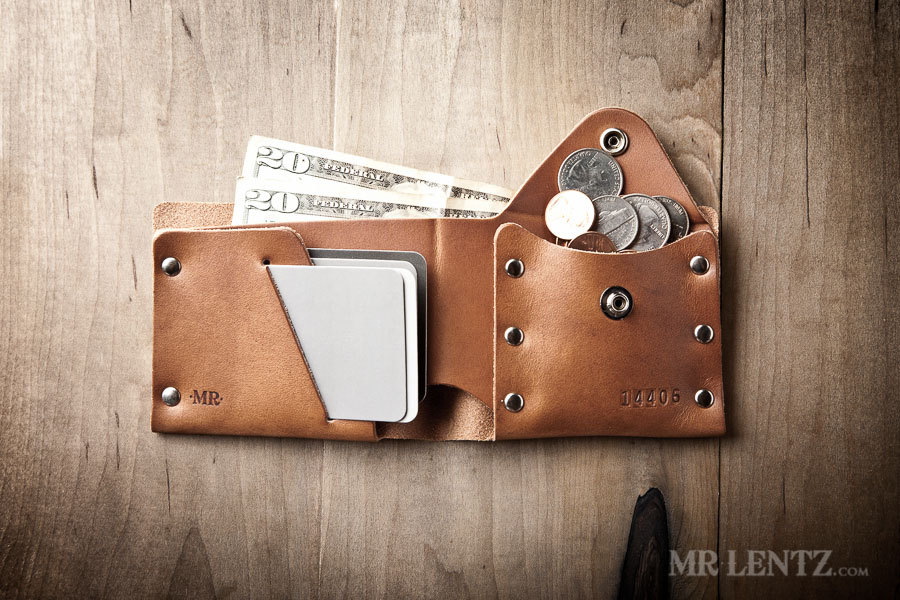 The inside of a leather coin wallet from Mr. Lentz.