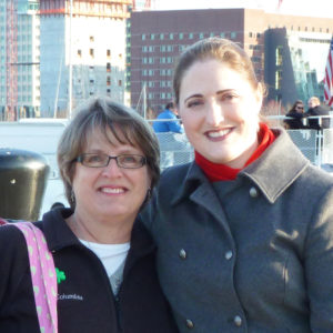 Sue and Sarah on the harbor walk in Boston, MA.