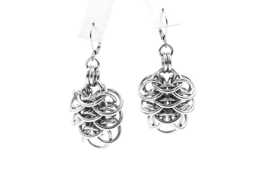 E1704 Dragonscale wasp nest stainless steel chainmaille earrings